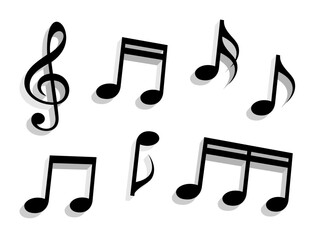 Isometric 3D musical notes set vector