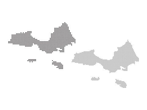 collection of dotted and halftone map silhouettes of nueva esparta venezuela island region for professional geographic data visualization
