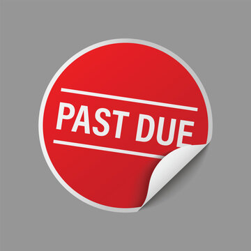 red circular label with past due text for billing notices and financial payment reminder alert graphics