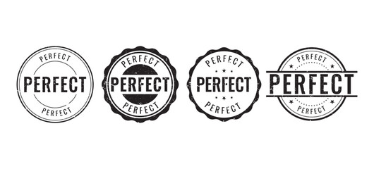 Obraz premium collection of four black perfect stamps with various grunge textures for creative product quality certification