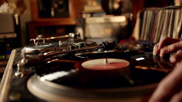 Worker placing digital audio masters into the vinyl press illustrating the transformation from digital files to tangible music records of varied styles.