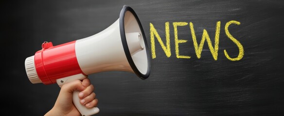 The Megaphone Announcing News on a Chalkboard Background for Loud Public Announcement