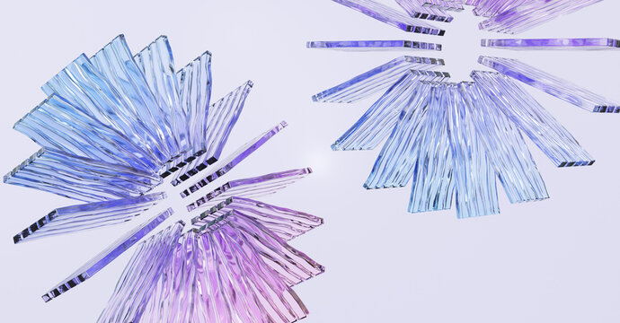 3D render illustration Abstract spread crystal Glass circle dynamic futuristic pastel background. Hologram banner minimalism wallpaper creative round motion dispersion minimalism graphic design