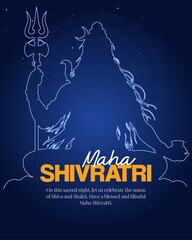 Maha Shivratri Festival Vector Poster with Lord Shiva Spiritual Hindu Illustration