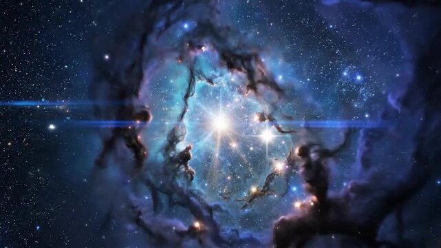 Deep Space Galaxy Nebula With Bright Star Cluster