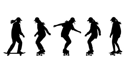 Fototapeta premium Casual Teen Skater Girl Silhouette