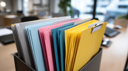 Inventory concept on document folder display, business organization stock photo, stock control documentation, supply chain management, logistics operations, administrative records,