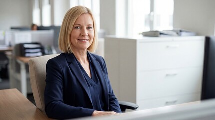 Smiling Mature Businesswoman in a Modern Office Environment