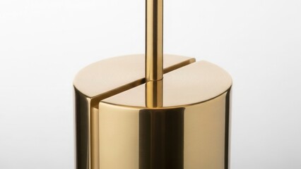 Close-up of polished gold brass metal base with minimalist design for lamp or furniture