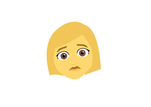 sad confused face confusing head woman women person girl expression emoji symbol sign icon vector illustration isolated flat