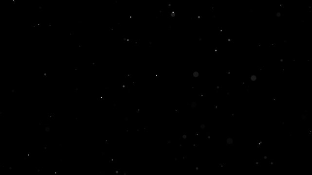 Abstract dark background with flashing  and flickering floating dust particles and subtle bokeh, slow cinematic motion creating a calm, mysterious, atmospheric space ambience.