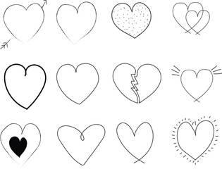 set of vector hearts