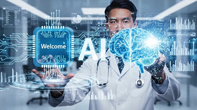Doctor Exploring AI Brain Interface Technology 4K Video