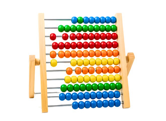 Colorful wooden abacus isolated against a black background for education and mathematics isolated on transparent background