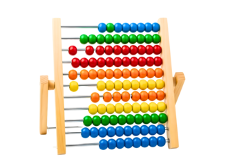 Colorful wooden abacus isolated against a black background for education and mathematics isolated on transparent background