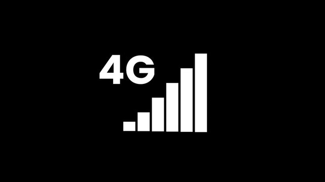 4G network icon on computer and smartphone animation isolated on black background