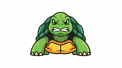 Obraz premium Fierce green turtle with angry expression, detailed shell, and orange underside