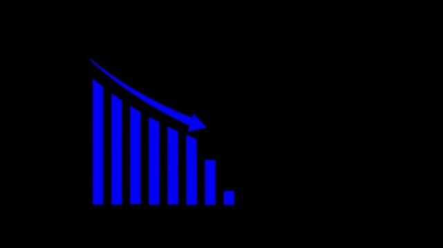 Business graph growth concept in allusive graph chart showing marketing sales profit decreasing to future target. Downfall financial status of corporate business going down.