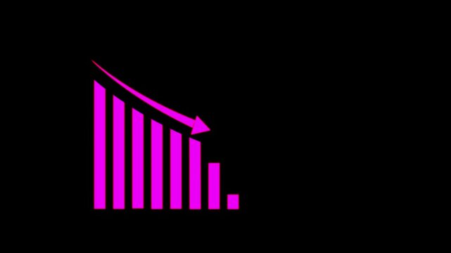 Business graph growth concept in allusive graph chart showing marketing sales profit decreasing to future target. Downfall financial status of corporate business going down.