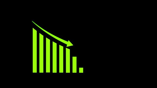 Business graph growth concept in allusive graph chart showing marketing sales profit decreasing to future target. Downfall financial status of corporate business going down.