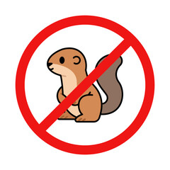 No Xerus Sign on White Background