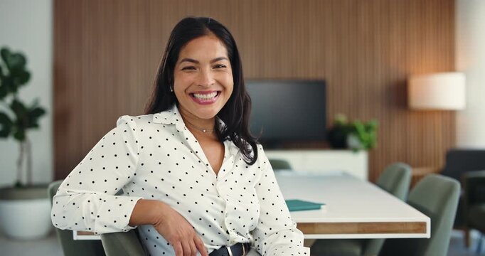 Happy, face and businesswoman with paperwork, office and paralegal with career growth and confident. Laughing, legal assistant and Asian person with document in law firm or opportunity in Philippines