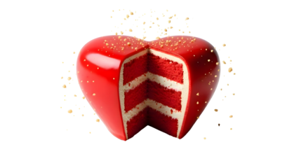 Heart shaped cake slice symbolizing romance, love, valentine, wedding, anniversary, dessert celebration, sweet gourmet food photography