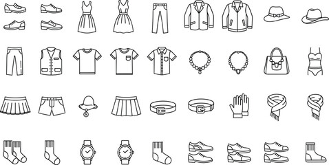 Black and white line of clothing and accessories line clothing fashion