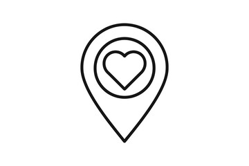 Location pin with heart vector illustration for valentine's day celebration symbolizing love, romance and cheerful holiday design