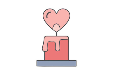 Heart topped cake vector illustration for valentine's day celebration with sweet romantic design and cheerful holiday theme