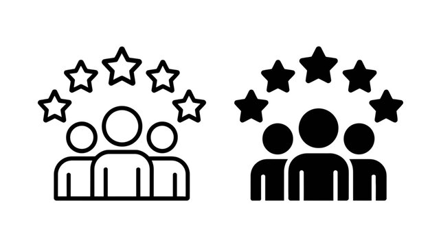 Five star rating icon representing customer feedback and quality service