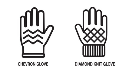 Fototapeta premium Patterned Knit Glove Icons with Chevron and Diamond Designs for Winter Hand Protection