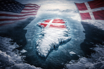 Naklejka na ściany i meble Conflict over Greenland between America and Denmark.