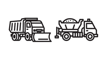 Fototapeta premium Heavy Duty Winter Service Truck Icons for Highway Snow Clearing and Road Salt Spreading
