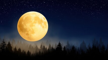Full moon illuminating night landscape