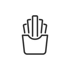 Obraz premium French fries box, linear icon. Fried potato snack. Line with editable stroke.
