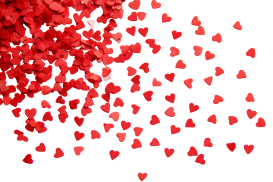 Scattered red hearts isolated on transparent background - Powered by Adobe