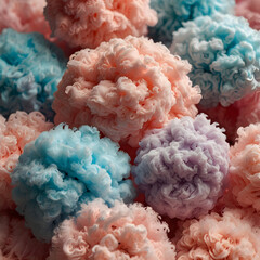 Fluffy cotton candy in vibrant pastel colors at a festive celebration