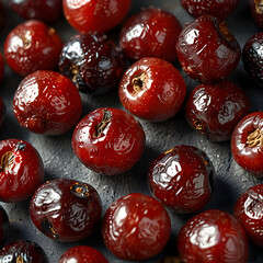 Dried cherries rich in flavor and color on a textured surface