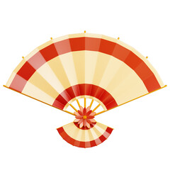 Obraz premium Elegant Red and Yellow Japanese Style Folding Fan with Floral Accent