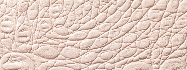 Light beige and cream leather texture background. Embossed crocodile skin textile surface macro