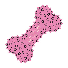 Dog rubber bone. Cute doggy chewing toy, flat puppy stuff for pet training and interactive play, creative colorful pet accessories cartoon flat style. Vector illustration