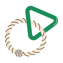 Dog rope toy. Cartoon cute doggy rubber and plush accessories, colorful flat ropes and chewing stuff for adult dogs and puppies. Vector pet shop illustration