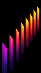 Futuristic abstract visualization of rising data or growth represented by glowing translucent shards in a dark digital space.