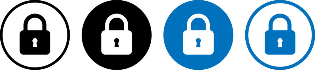 a set of four padlock icons in different colors and styles
