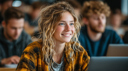 Young students engage in collaborative learning with laptop computers