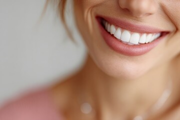 Bright smile of a person in a casual setting with soft lighting in the background