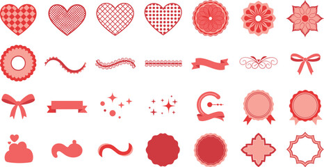 Vibrant red and pink decorative elements for Valentine's Day or love themed designs