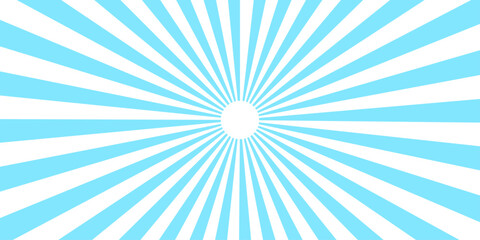 Blue colors Sunburst or sun burst retro background Star burst abstract backdrop. Simple Gradient Groovy Rays Of Comic Style Swirl Sunburst. Swirling radial background. Faded blue, white and beige 