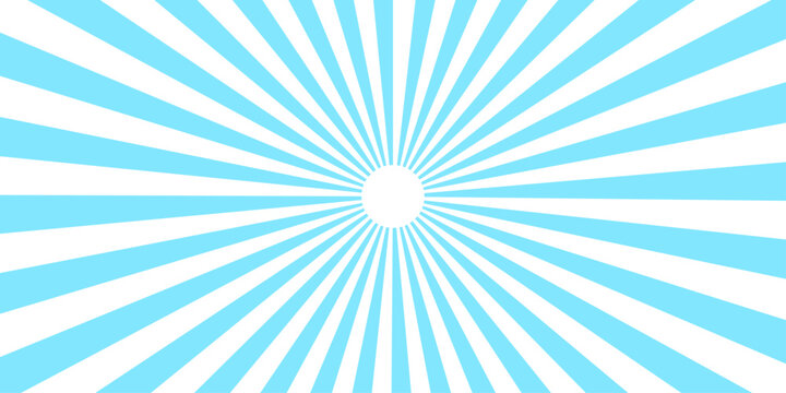 Blue colors Sunburst or sun burst retro background Star burst abstract backdrop. Simple Gradient Groovy Rays Of Comic Style Swirl Sunburst. Swirling radial background. Faded blue, white and beige 